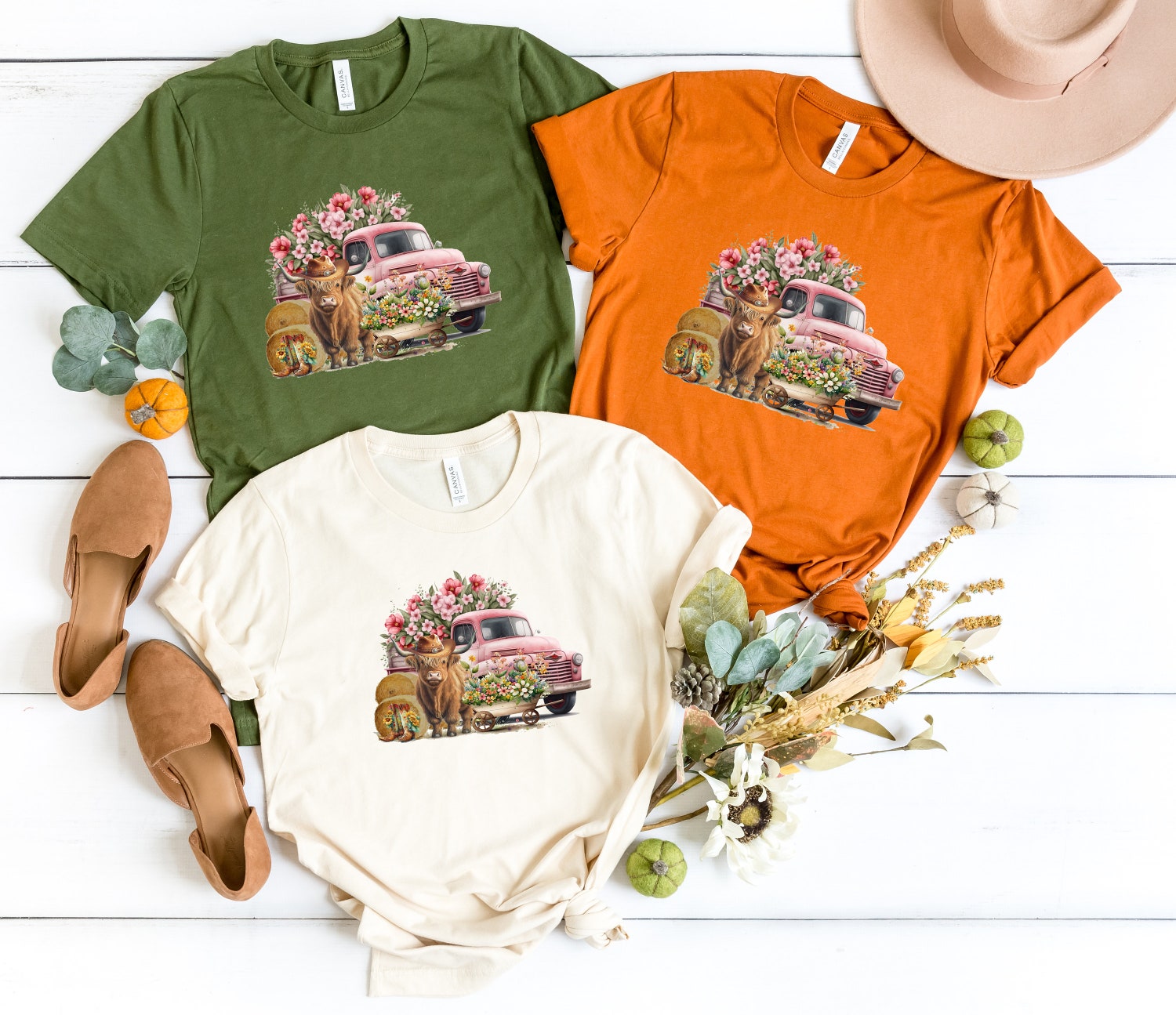 Thanksgiving Cow Sweatshirt Fall Holiday Shirt Matching Fall Sweatshirt Hay Fall Design image 2