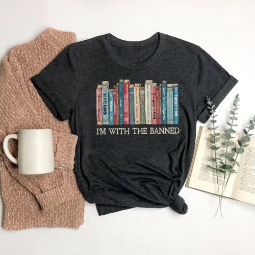 I'm With The Banned Reading Books Shirt Librarian Book Lover Bookish Tee image 0