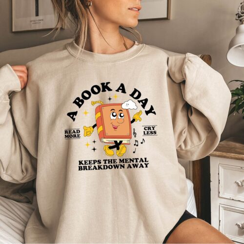 Bookish Mental Health Sweatshirt Book Addict & Bookworm Apparel Read More Book Lover Gift image 0