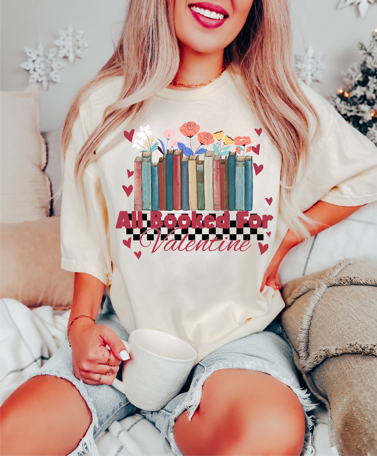 Valentine Book Lover Teacher Shirt Groovy Heart Reading Books Gift for Teachers image 1