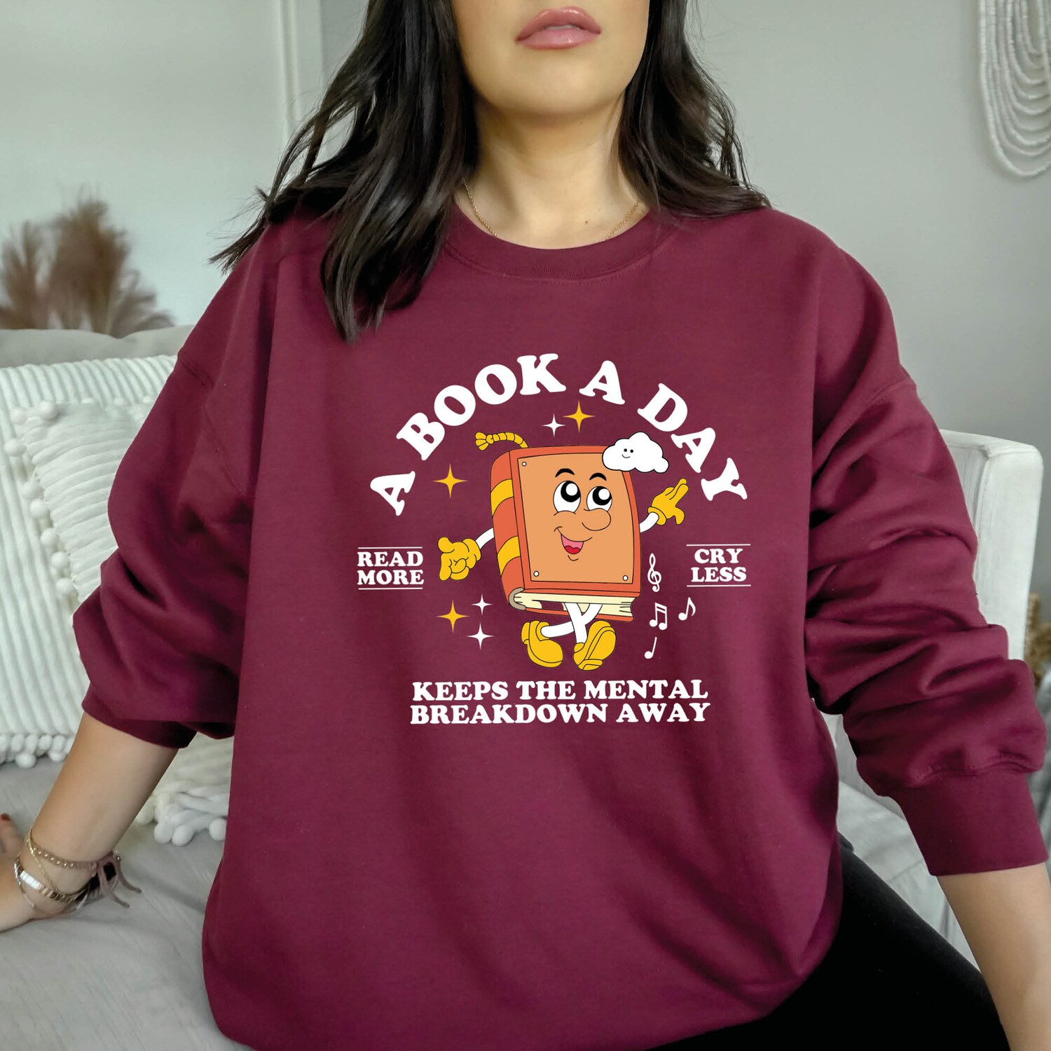 Bookish Mental Health Sweatshirt Book Addict & Bookworm Apparel Read More Book Lover Gift image 3