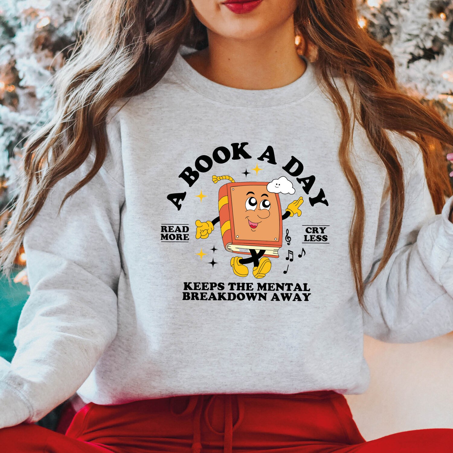 Bookish Mental Health Sweatshirt Book Addict & Bookworm Apparel Read More Book Lover Gift image 4