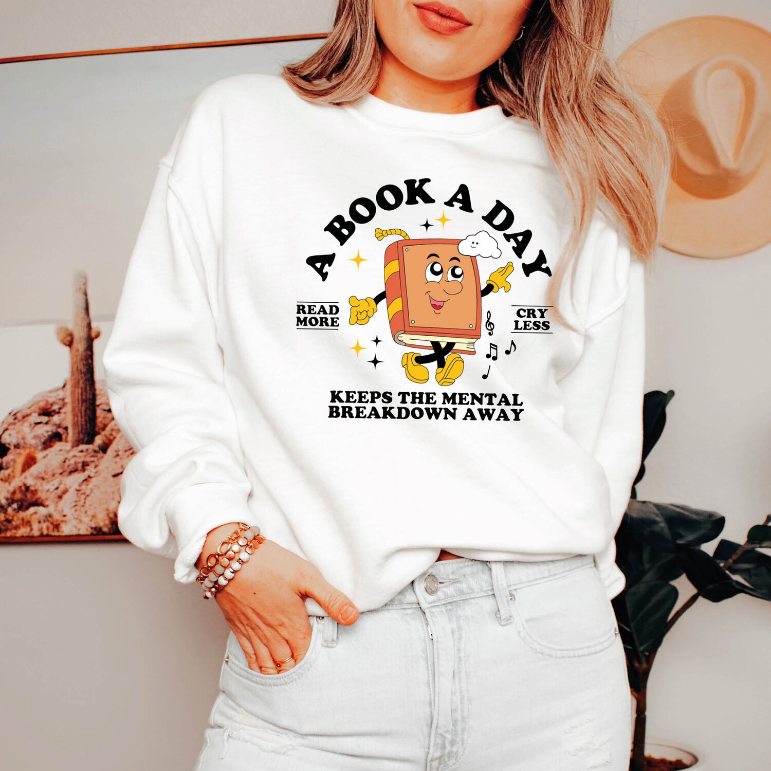 Bookish Mental Health Sweatshirt Book Addict & Bookworm Apparel Read More Book Lover Gift image 6