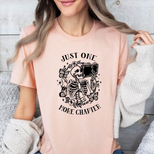 One More Chapter Shirt Bookworm Tshirt Skeleton Book Reading Tee Book Lovers Gifts image 0