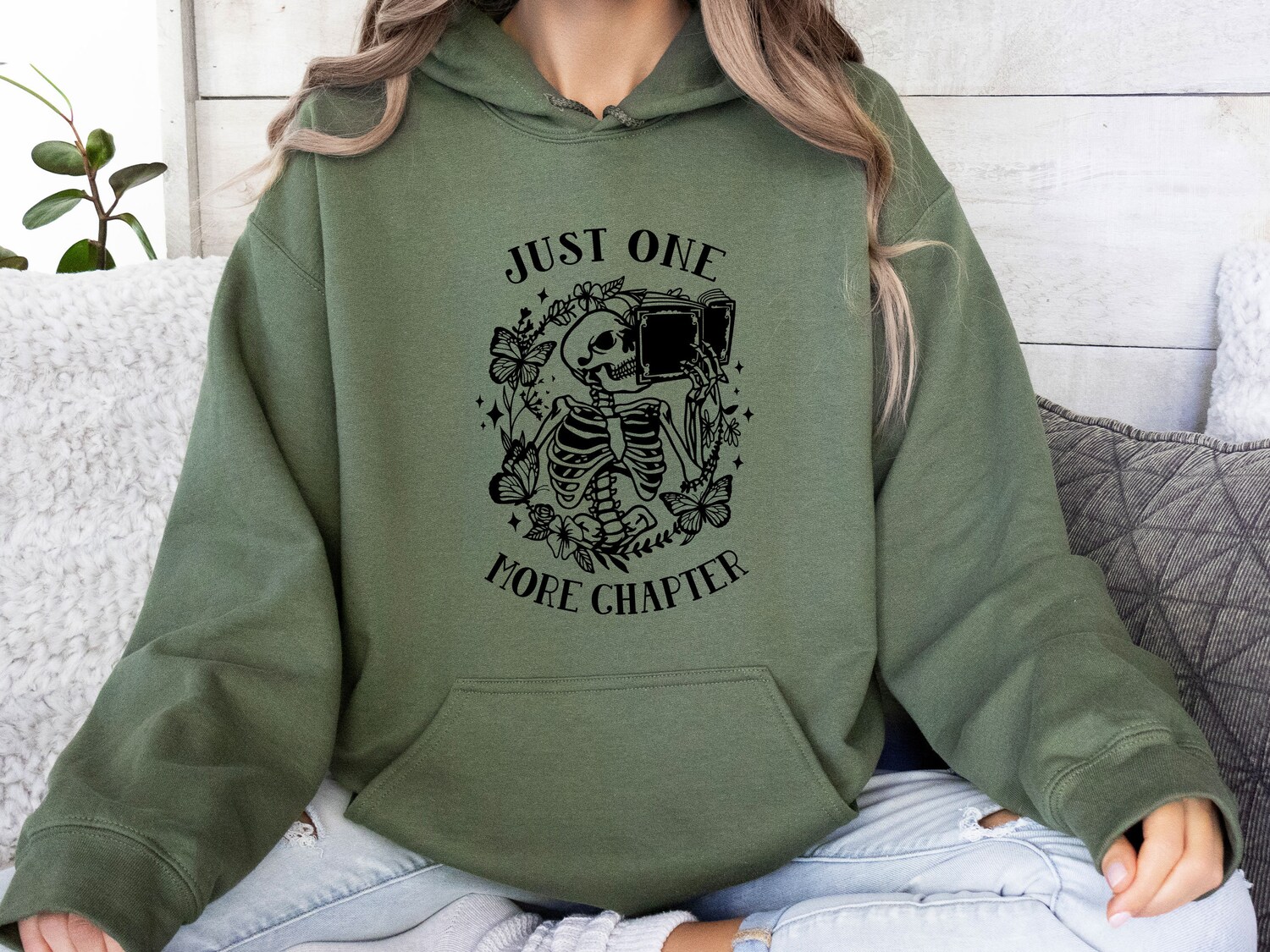 One More Chapter Bookworm Hoodie Skeleton Bookish Reading Hoodie Book Nerd Gifts image 5