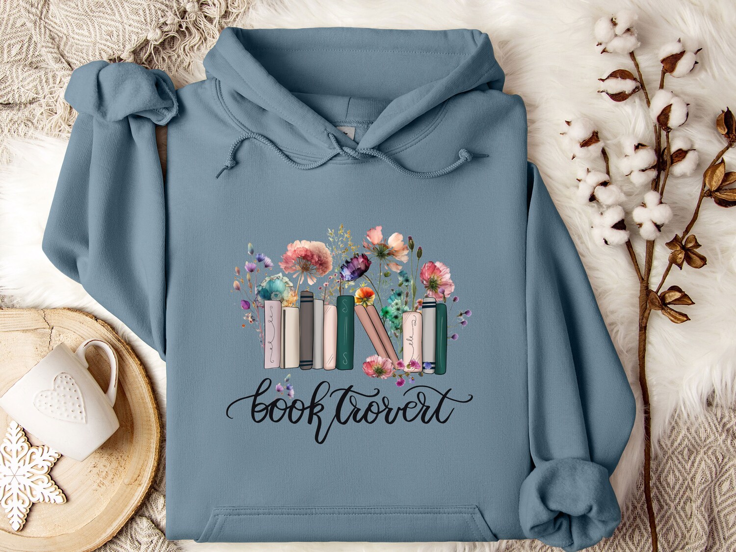 Booktrovert Hoodie for Book Lovers Bookworm Bookish Floral Design Funny Book Day Gift image 3