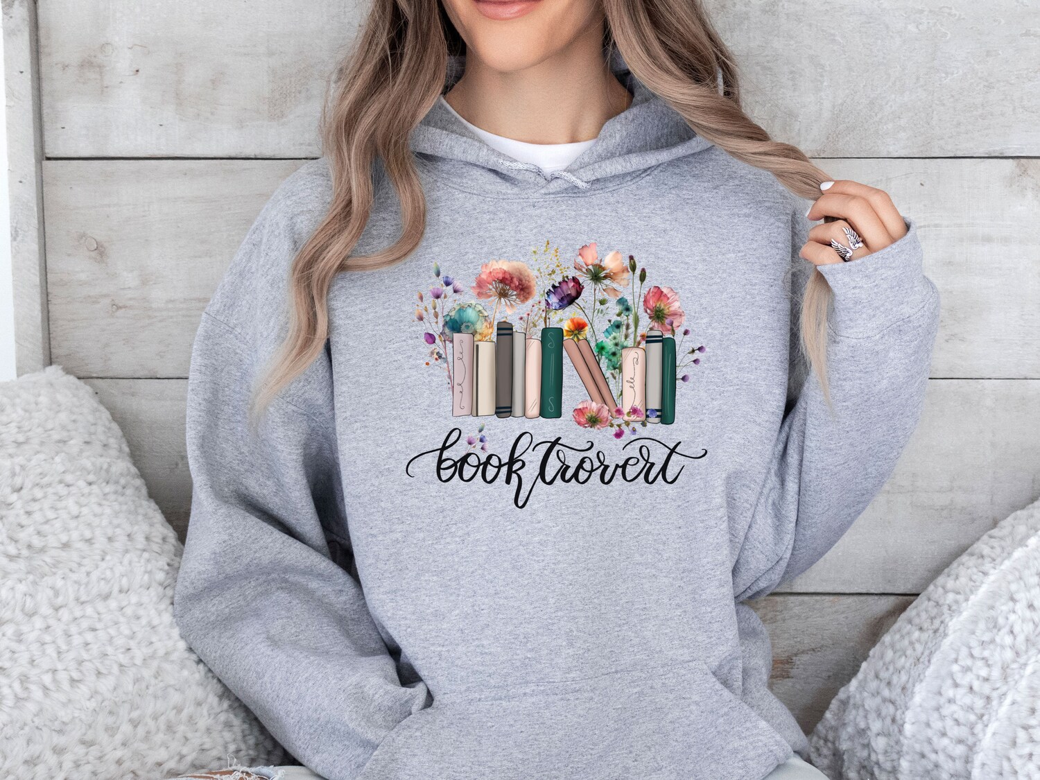 Booktrovert Hoodie for Book Lovers Bookworm Bookish Floral Design Funny Book Day Gift image 1