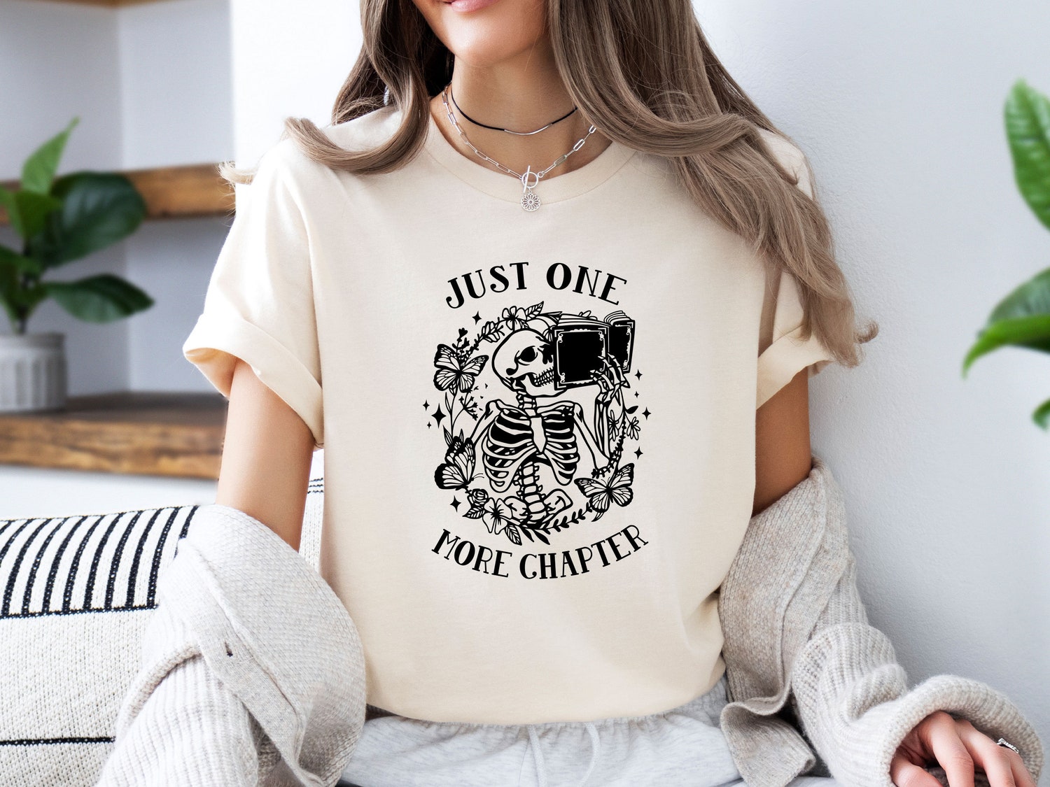 One More Chapter Shirt Bookworm Tshirt Skeleton Book Reading Tee Book Lovers Gifts image 1