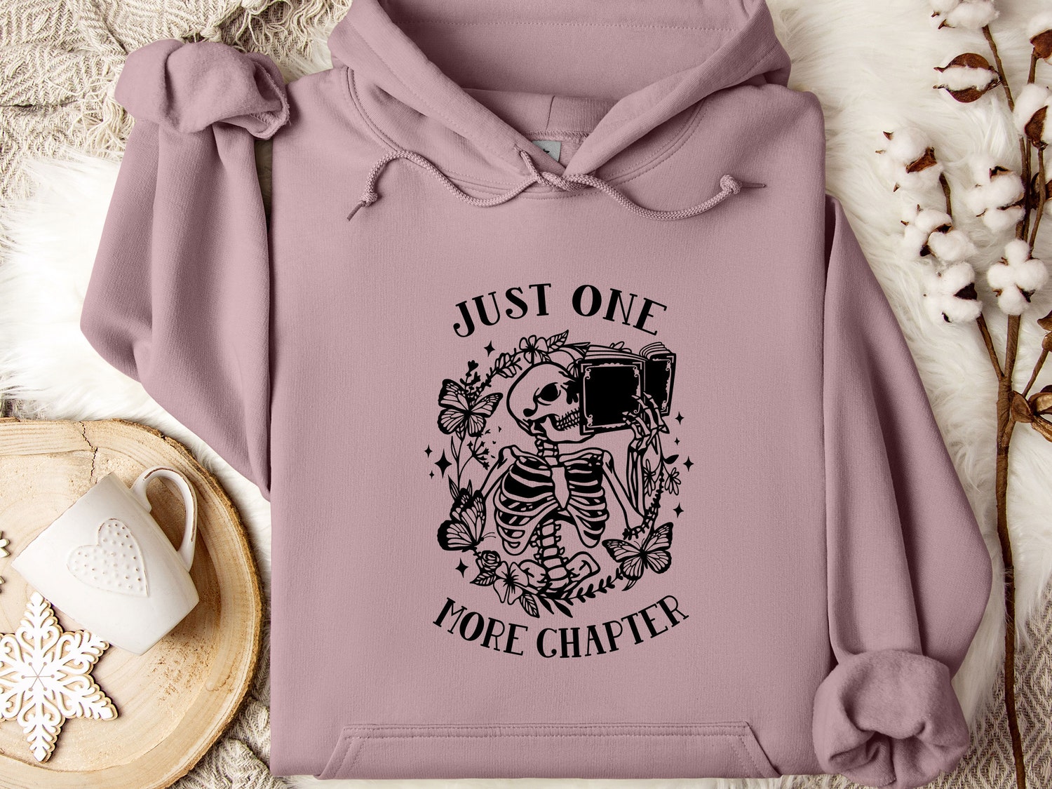 One More Chapter Bookworm Hoodie Skeleton Bookish Reading Hoodie Book Nerd Gifts image 3