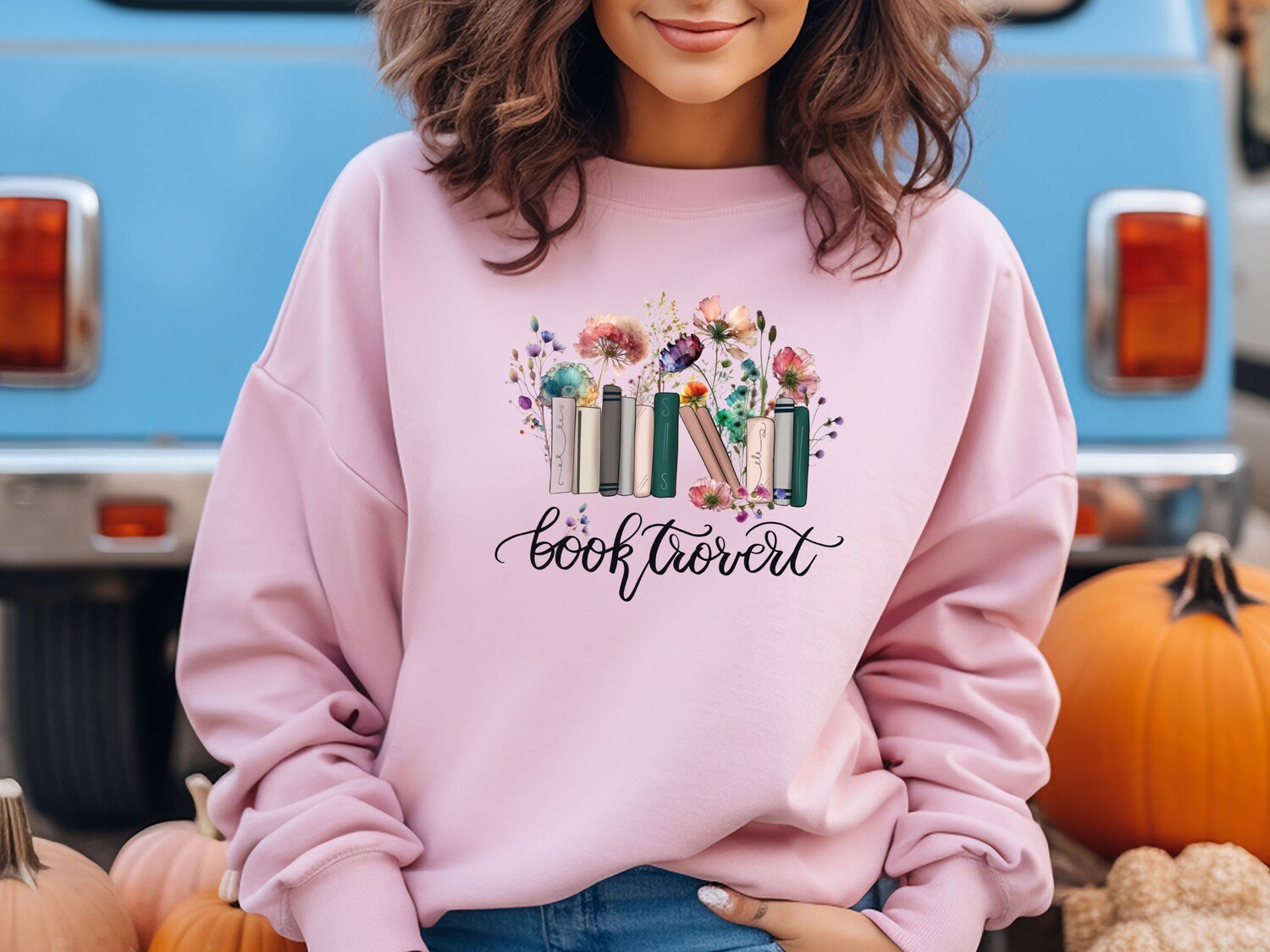 Booktrovert Sweatshirt Cozy Reading Sweater for Book Lovers Floral Bookworm Crewneck Gift image 5