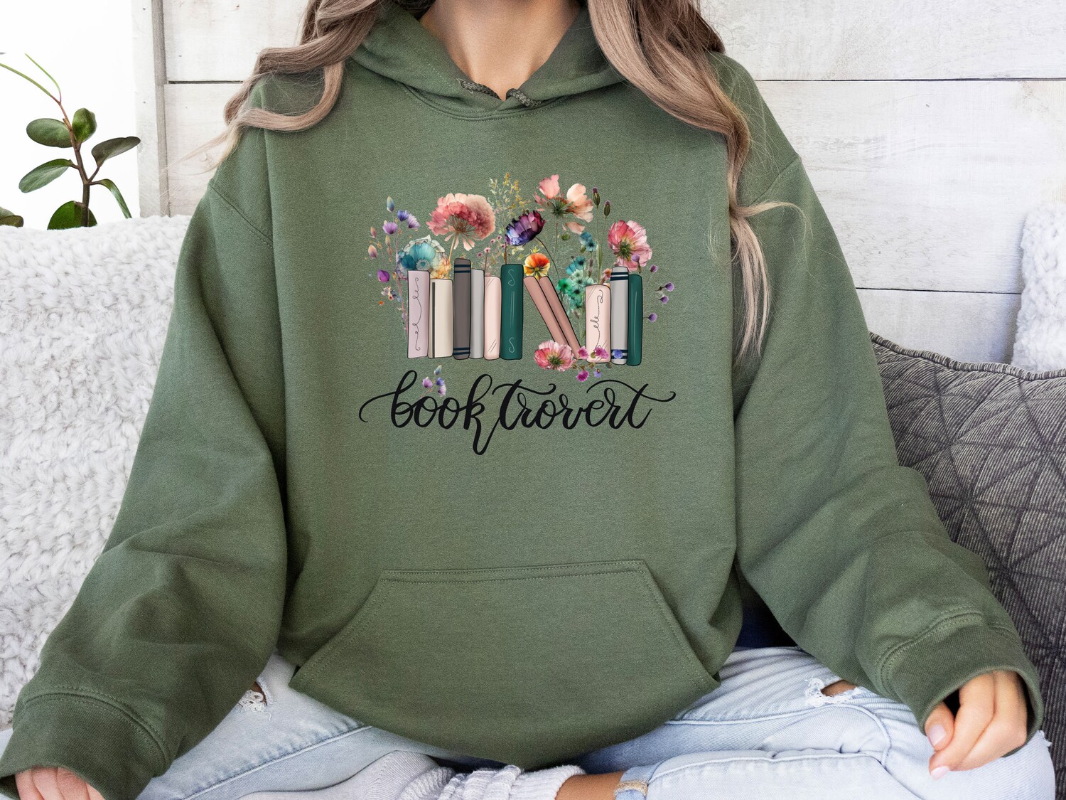 Booktrovert Hoodie for Book Lovers Bookworm Bookish Floral Design Funny Book Day Gift image 2