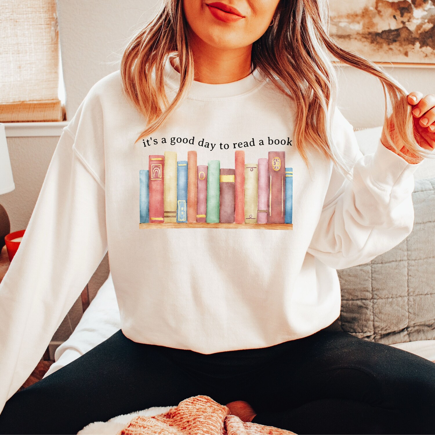 Love Reading Books Sweatshirt Literary Book Sweater Librarian Gift for Her Booklover Crewneck image 2