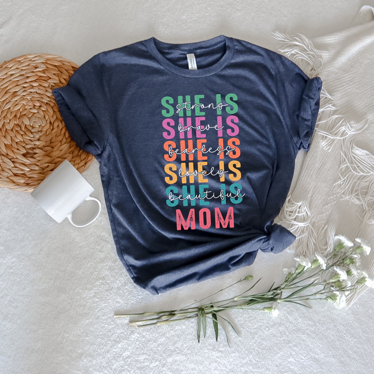 She Is Mom Shirt Mother's Day Gift Mama T-Shirt Mom Life Tee New Mom Shirt Mom Gift image 2