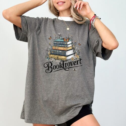 Book Lover Sweatshirt Cute Librarian Shirt Bookish Teacher Gift Booktrovert Sweatshirt image 0