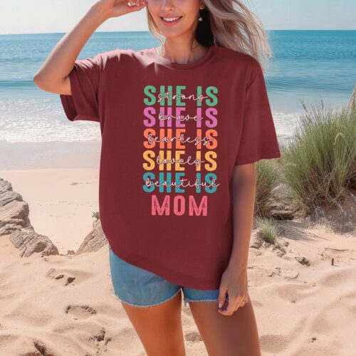 She Is Mom Shirt Mother's Day Gift Mama T-Shirt Mom Life Tee New Mom Shirt Mom Gift image 0