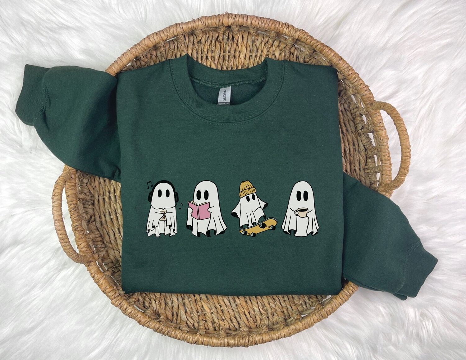 Ghost Reading Books Halloween Sweatshirt Bookish Teacher Gift Librarian Hoodie Crewneck image 2