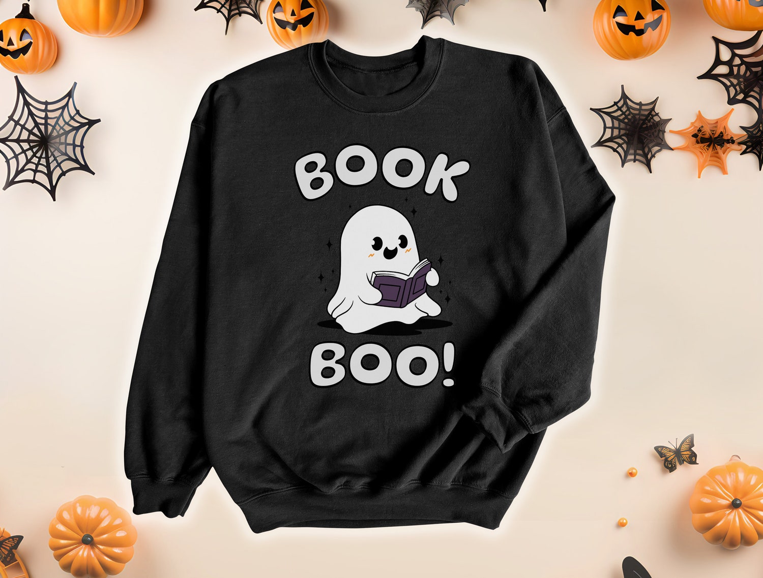 Halloween Ghost Crewneck Sweatshirt for Teachers and Librarians Bookish Halloween Gift image 1