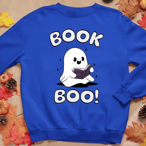 Halloween Ghost Crewneck Sweatshirt for Teachers and Librarians Bookish Halloween Gift image 0