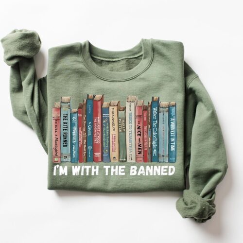 I'm With The Banned Sweatshirt Book Lovers Sweater Librarian Gift I'm With The Banned Tshirt image 0