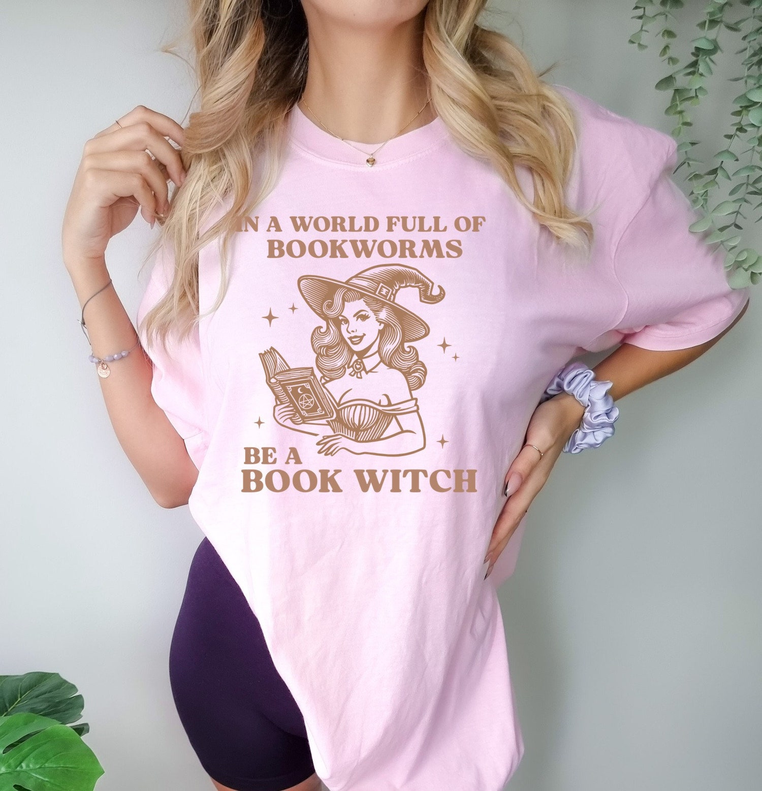 Cute Retro Book Witch Halloween T-Shirt Cozy Book Lovers Sweatshirt Book Witch Gift Idea image 1