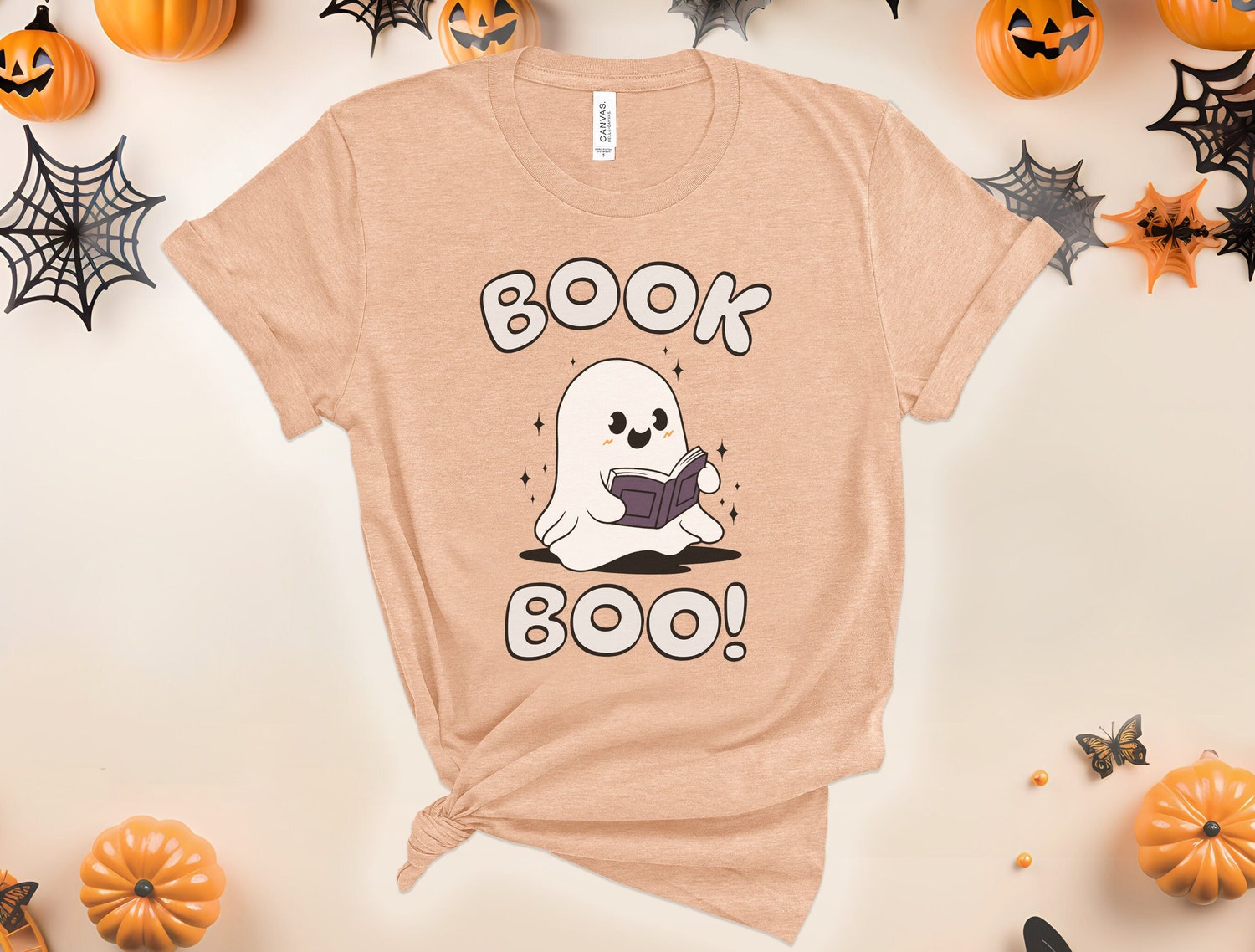 Halloween Teacher Book Ghost T-Shirt Librarian Fall Shirt for Women and Kids Boo Books Tee image 1