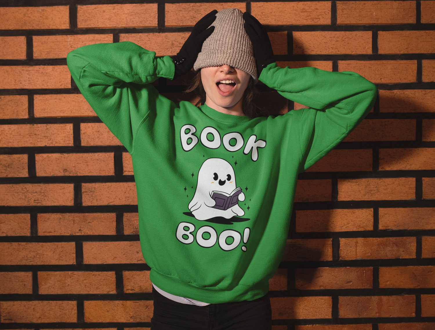 Halloween Ghost Crewneck Sweatshirt for Teachers and Librarians Bookish Halloween Gift image 2