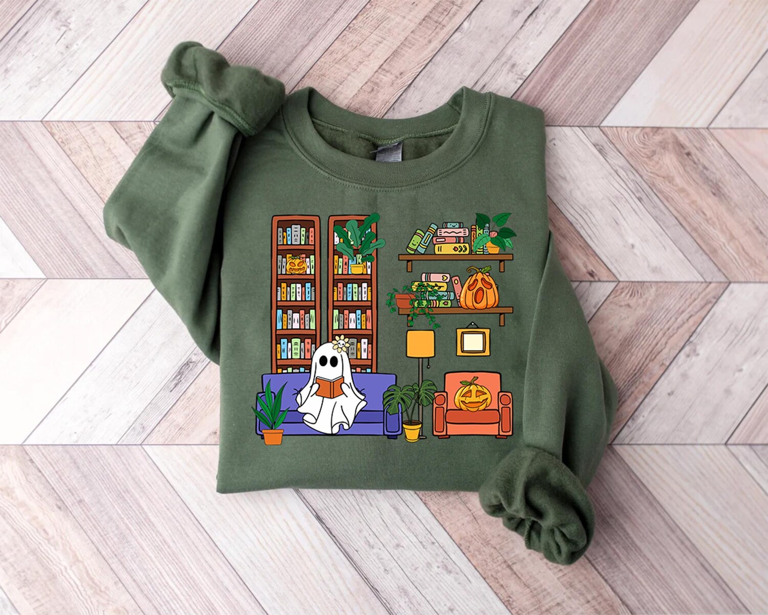 Ghost Book Reader Sweatshirt Spooky Season Gift for Reading Enthusiasts and Literature Lovers image 3