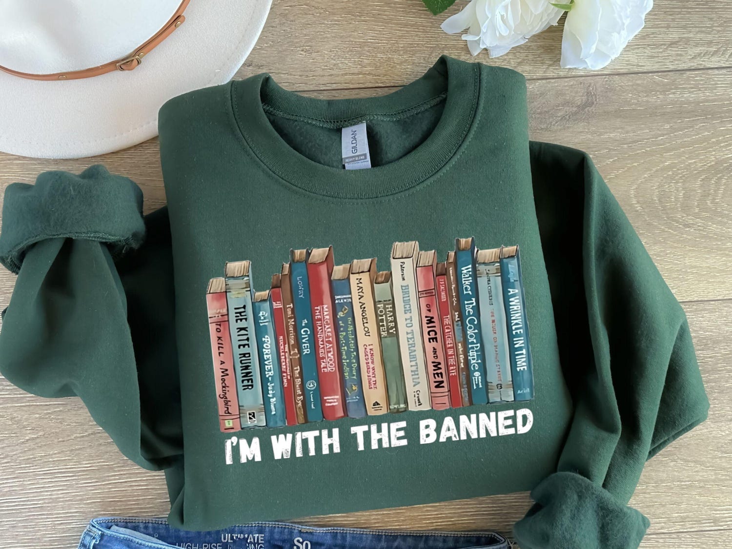 I'm With The Banned Shirt Book Lovers T-Shirt Librarian Gift Banned Books Sweatshirt image 1