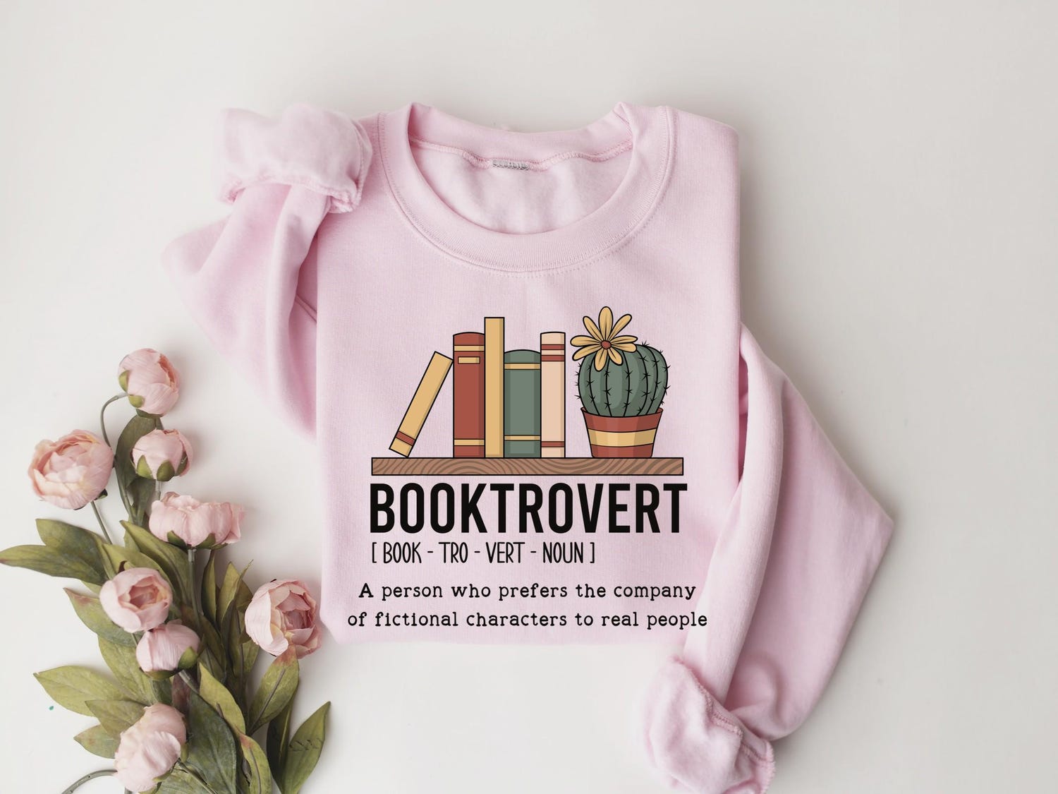 Booktrovert Book Lovers Sweatshirt Funny Bookish Girly Sweater Cute Book Lover Gift image 1