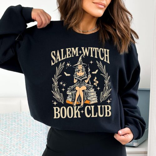 Salem Witch Book Club Sweatshirt Halloween Sweater for Book Lovers Cute Salem Tee Halloween Gift image 0