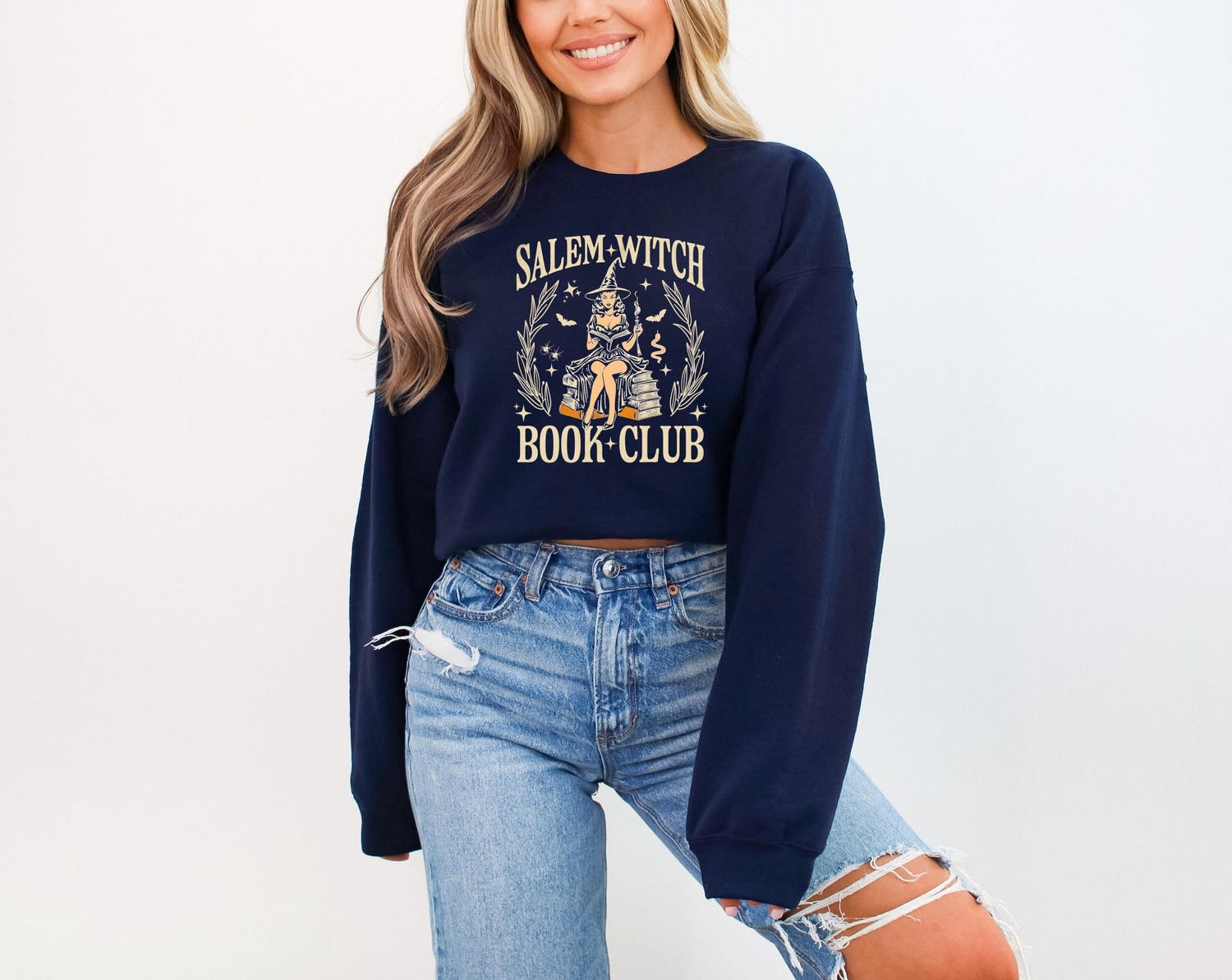 Salem Witch Book Club Sweatshirt Halloween Sweater for Book Lovers Cute Salem Tee Halloween Gift image 2