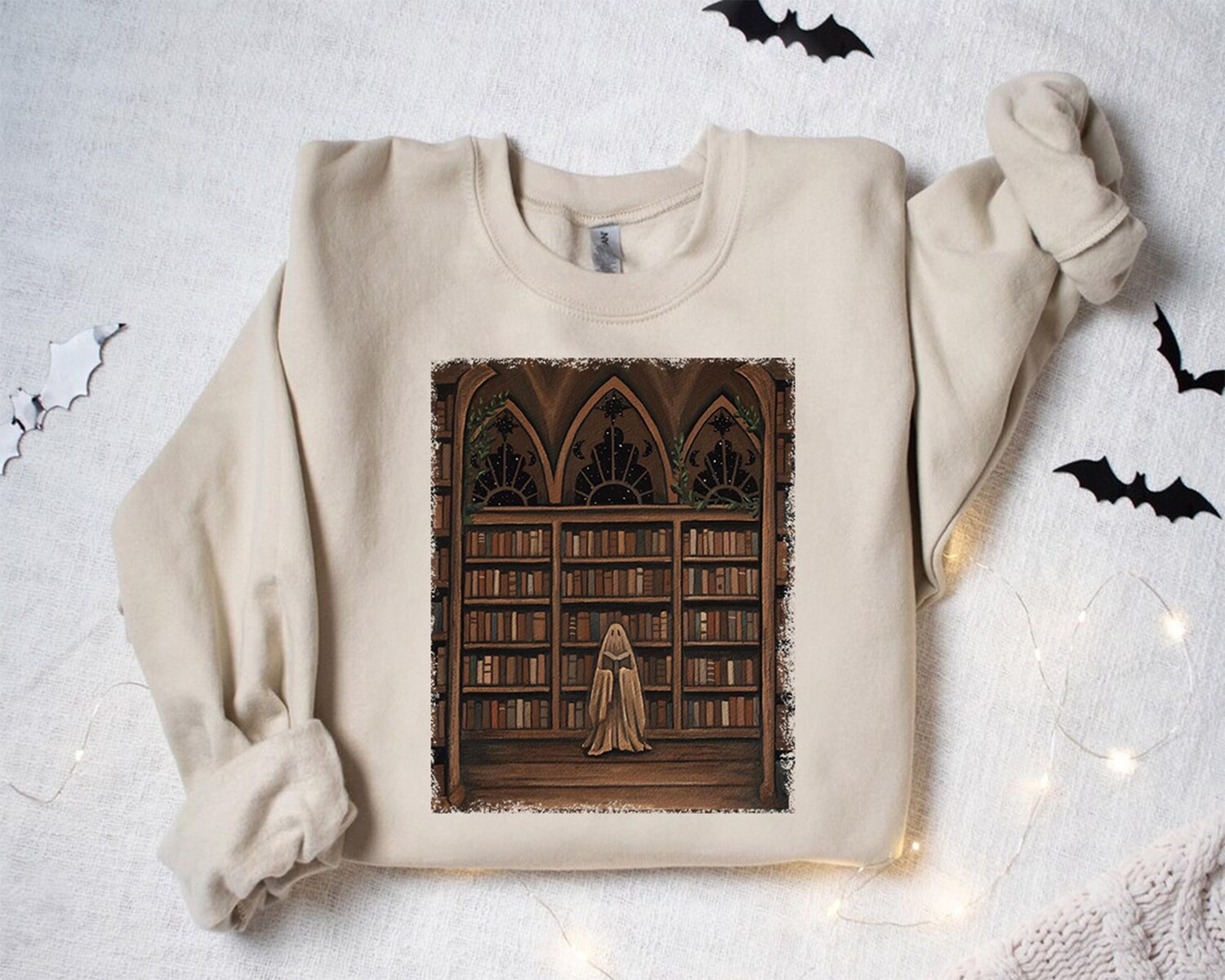 Ghost Reading Books Sweatshirt Acotar Bookish Crewneck Librarian Ghost Halloween Shirt image 2