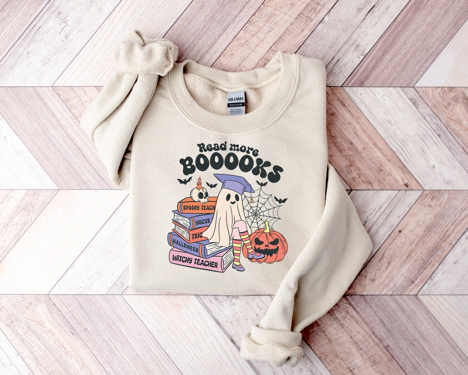 Teacher Halloween Shirt Ghost Reading Shirt Book Lover Tshirt Librarian Halloween Sweatshirt image 3