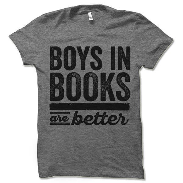 Boys In Books Are Better T-Shirt Romantic Book Lover Gift Book Nerd Apparel image 2