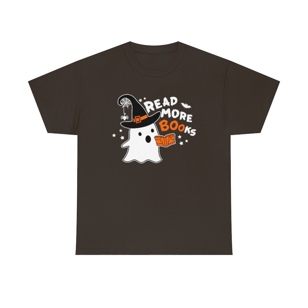 Funny Ghost Reading Shirt Read More Books Librarian T-Shirt Bookish Halloween Teacher Shirt image 4