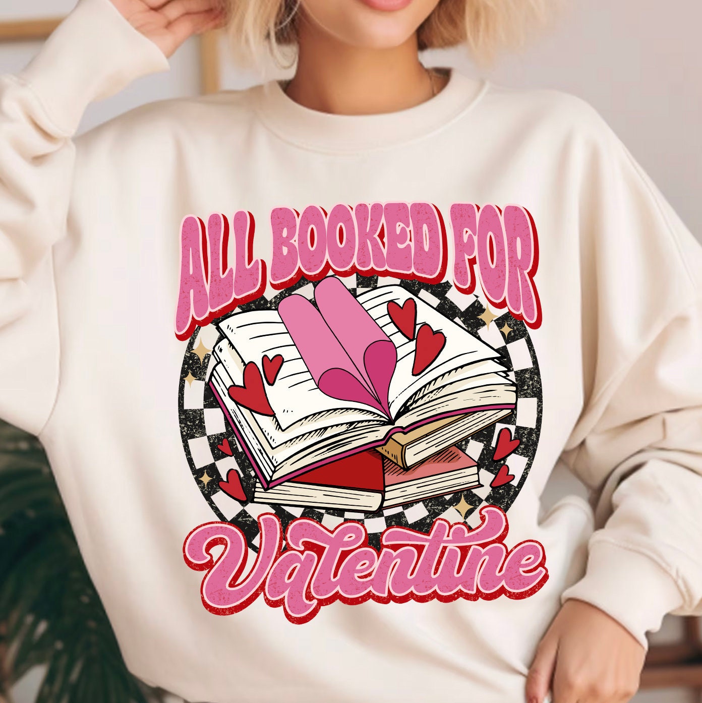 Valentine's Day Teacher Sublimation PNG for Book Lovers Retro Valentine's Gift image 1