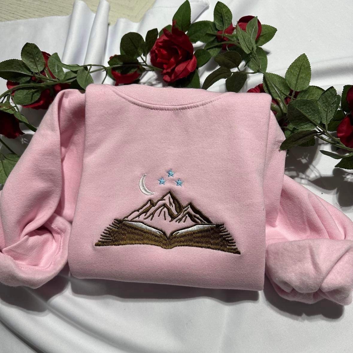 Mountain Book Embroidered Sweatshirt City of Starlight Crewneck Book Aesthetic Shirt Christmas Gift image 5