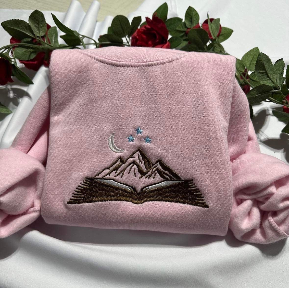 Mountain Book Embroidered Sweatshirt City of Starlight Crewneck Book Aesthetic Shirt Christmas Gift image 3