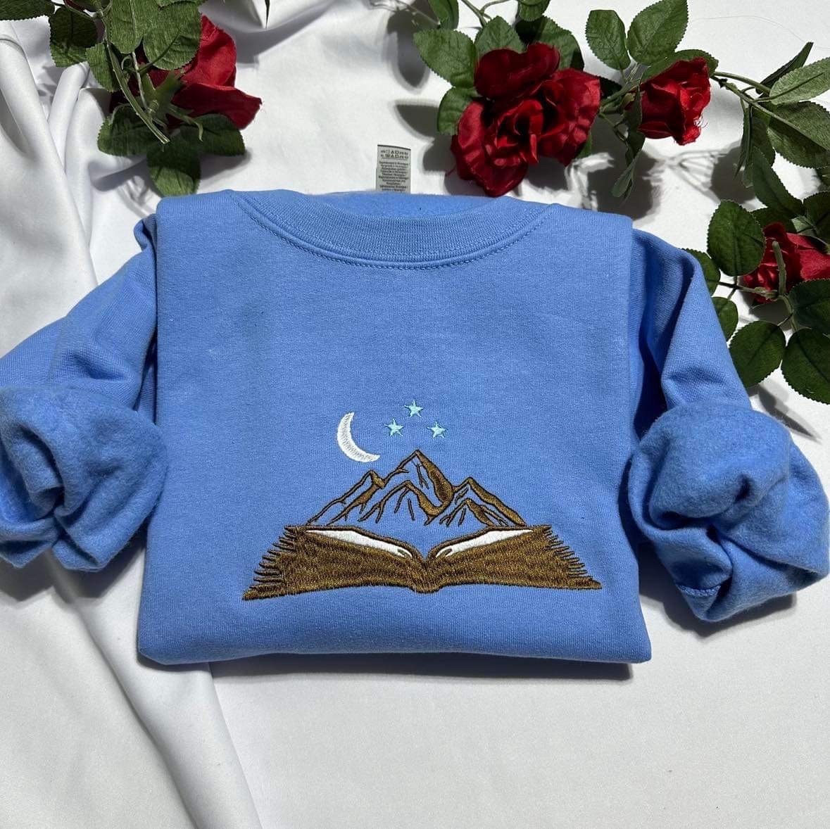 Mountain Book Embroidered Sweatshirt City of Starlight Crewneck Book Aesthetic Shirt Christmas Gift image 6