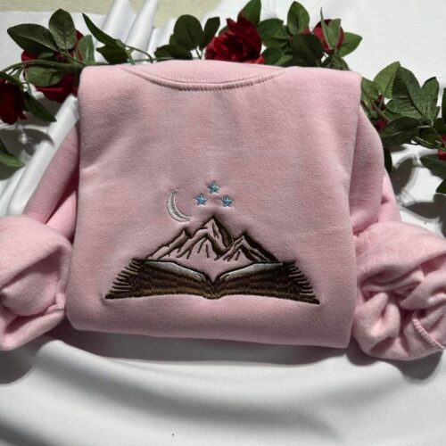 Mountain Book Embroidered Sweatshirt City of Starlight Crewneck Book Aesthetic Shirt Christmas Gift image 0