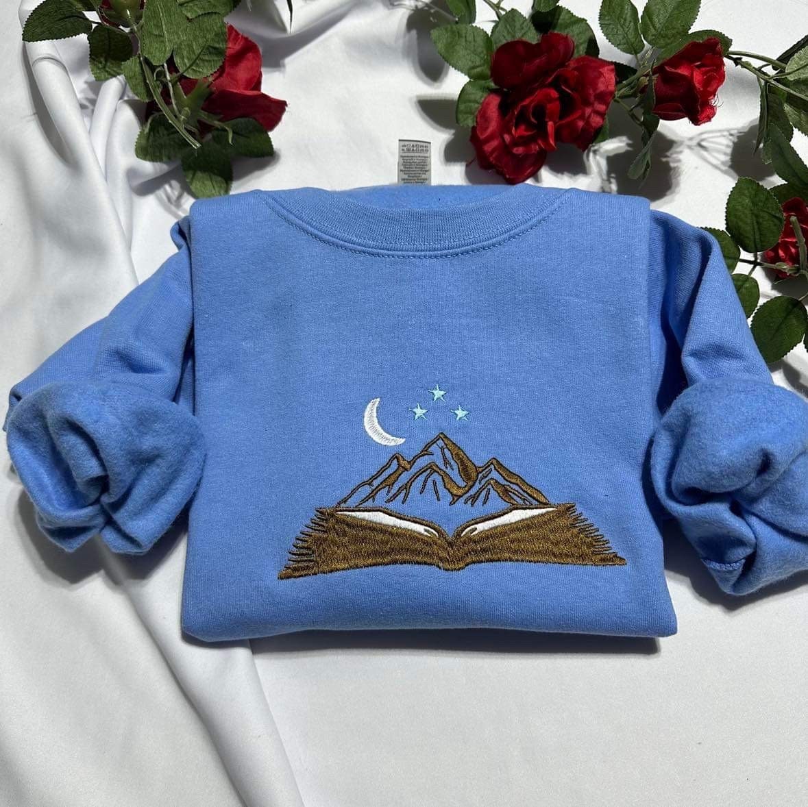 Mountain Book Embroidered Sweatshirt City of Starlight Crewneck Book Aesthetic Shirt Christmas Gift image 1