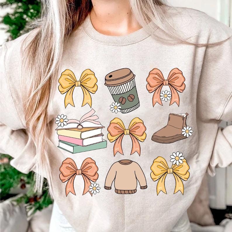 Cozy Fall Coquette PNG Sweater Weather Autumn Girly Pumpkin Spice Book Lovers Sublimation image 2