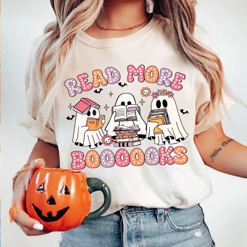 Read More Books Spooky Teacher Halloween PNG Funny Retro Teacher Ghost Sublimation Design image 3