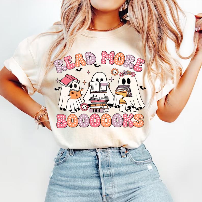 Read More Books Spooky Teacher Halloween PNG Funny Retro Teacher Ghost Sublimation Design image 2