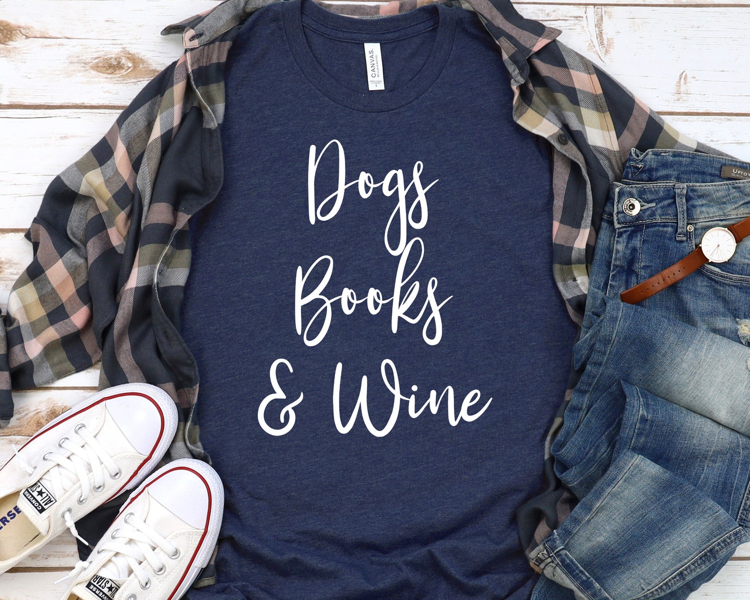 Dogs Books and Wine Unisex T-Shirt Funny Graphic Tee for Dog Lovers Women’s Dog Gift image 2