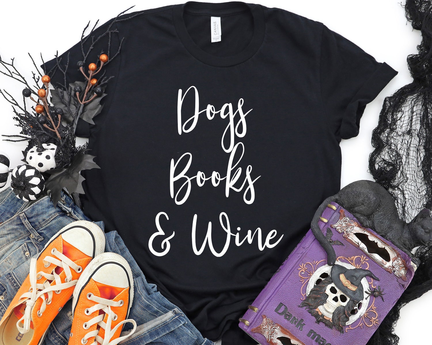 Dogs Books and Wine Unisex T-Shirt Funny Graphic Tee for Dog Lovers Women’s Dog Gift image 1