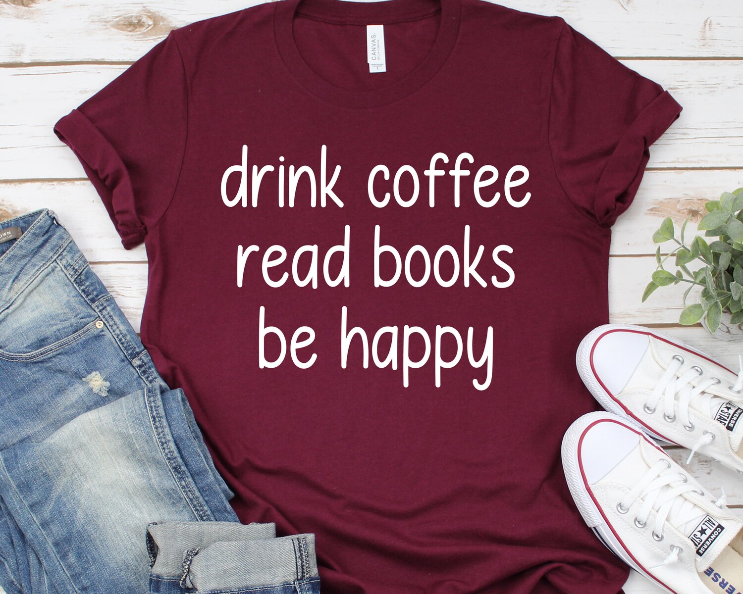 Funny Book Lover Shirt Drink Coffee Read Books Be Happy Teacher Reader Gift image 2