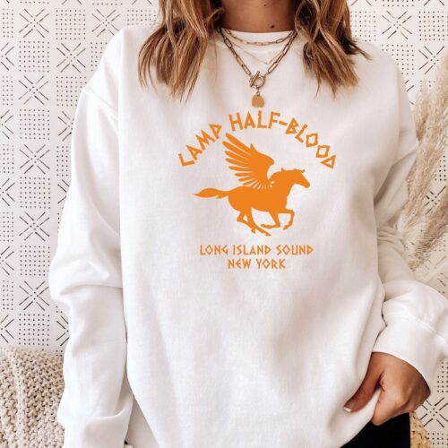 Camp Half-Blood Bookish Sweatshirt Funny Book Lovers Gift Women’s Book Club Sweater image 0