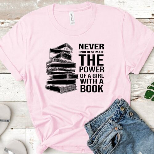 Empowering Girl with a Book T-Shirt Bookish Apparel Feminist Gift for Bookworms & Librarians image 0