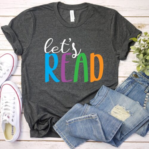 Let's Read T-Shirt Book Lover Gift Teacher Appreciation Personalized Library Shirt image 0